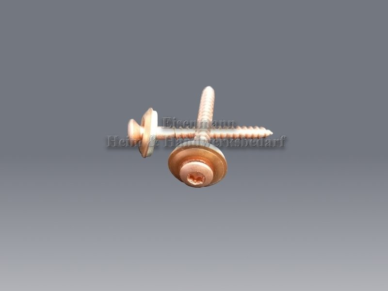 Spenglerschrauben 4,5 x 30 mm Edelstahl A2 verkupfert TX Dichtscheibe 15 mm 